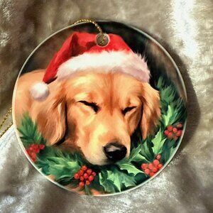 Ceramic Christmas Ornament - Watercolor Golden Retriever